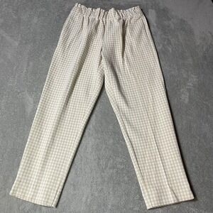 Ann Taylor‎ Pants Womens Medium Gingham Check Tan Ivory Stretch Career